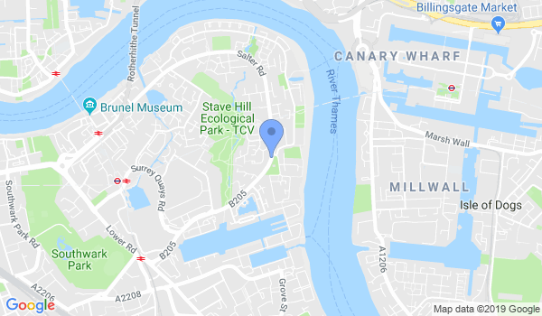 Ryushin Jujitsu Surrey Quays location Map