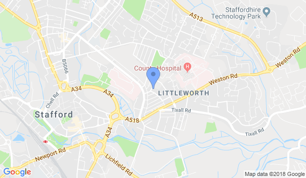 Stafford & Newcastle Taekwondo location Map